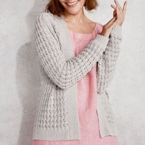 Haven Well Within Open Stitch Cardigan Sweater White Knit Beachy Boho Office